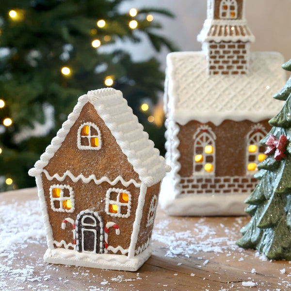 Noël Gingerbread House met LED – Mocca – 12,5 cm