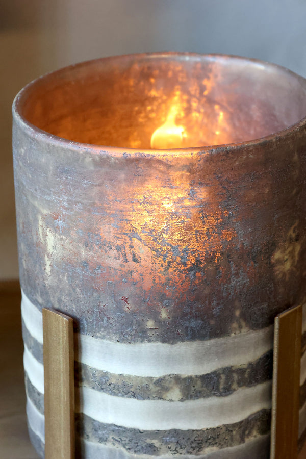 Windlicht op Voet – Antique Coffee 31 cm — afbeelding 2