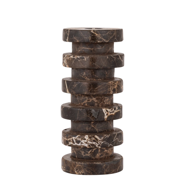 PTMD Eris marmeren kandelaar Dark Brown L 19 cm