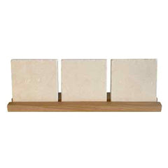 Houten tegelstandaard voor 3 keramische tegels van 10 × 10 cm