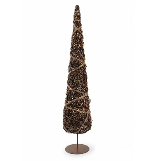 Rotan Kegelkerstboom met 20 LED 70 cm – Bruin