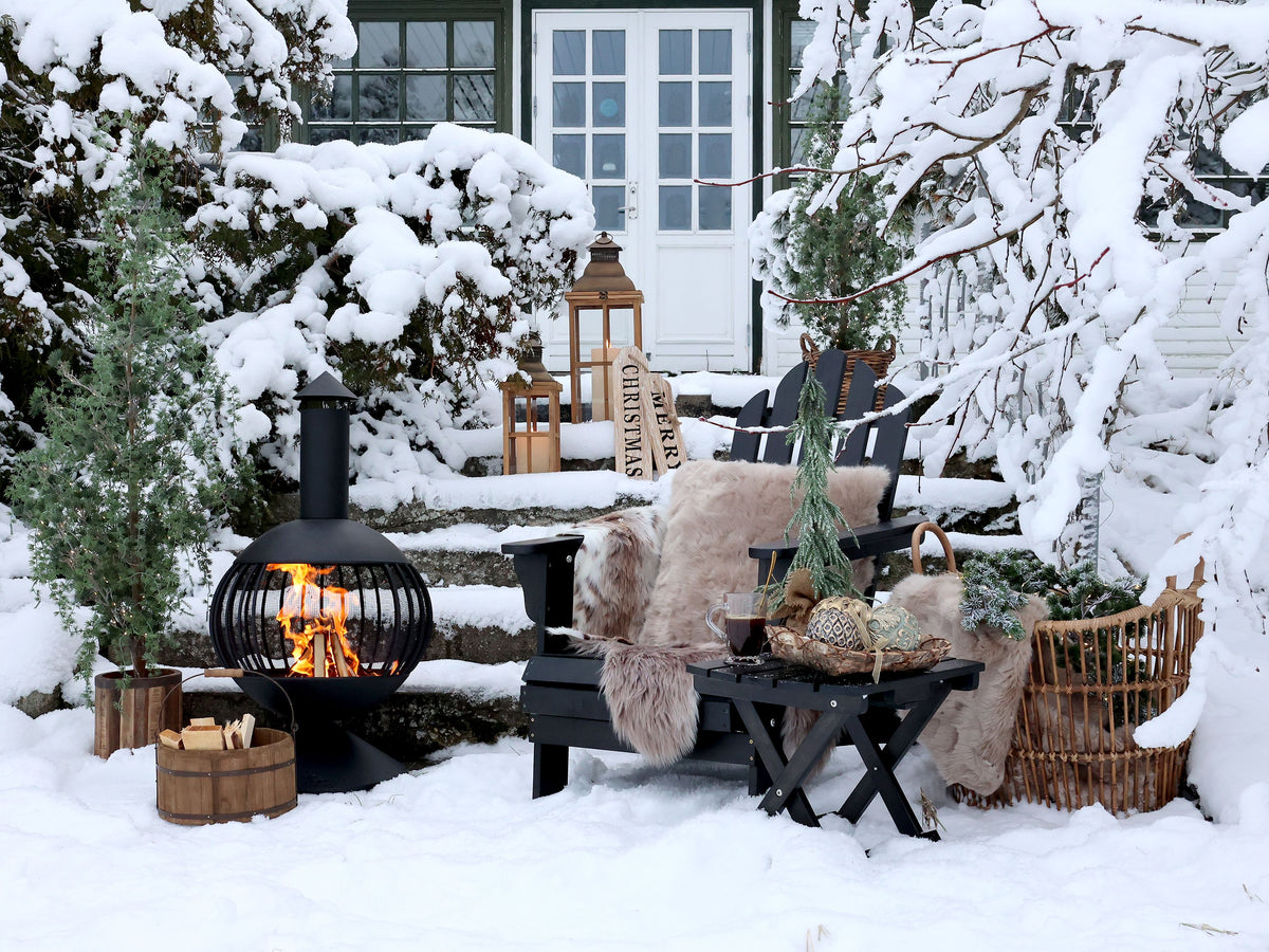 Set van 2 houten lantaarns met glas – naturel