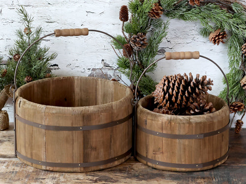 Chic Antique Houten Emmer met Handvat – Naturel