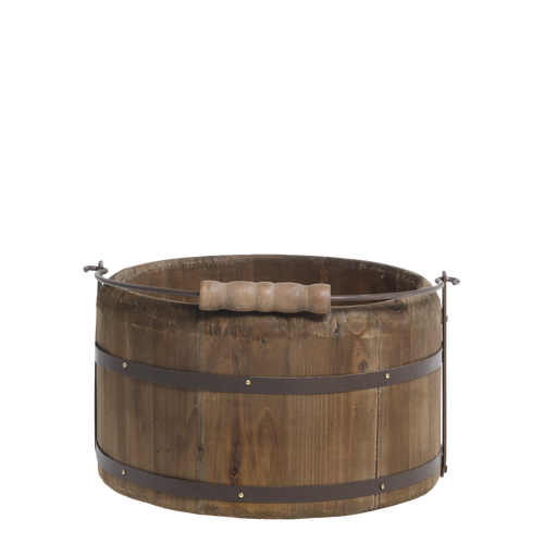 Chic Antique Houten Emmer met Handvat – Naturel