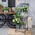 Plantenstandaard met 6 plantenbakken – antiek zink – 114,5 cm