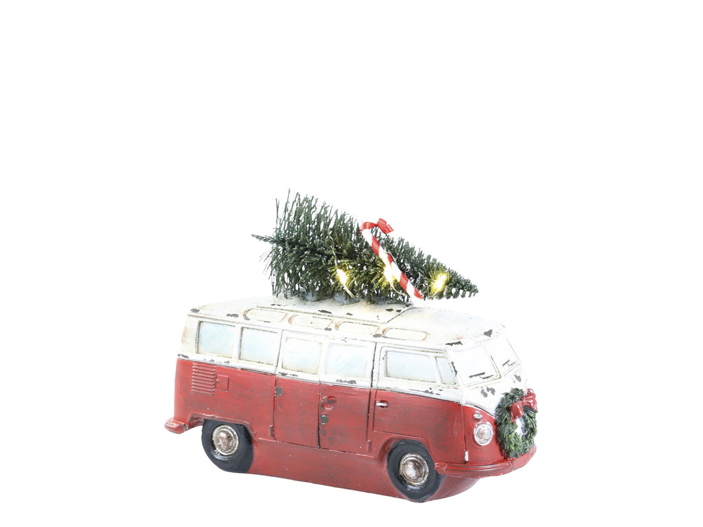 Vintage Kerstbus met Kerstboom & LED – foto 2