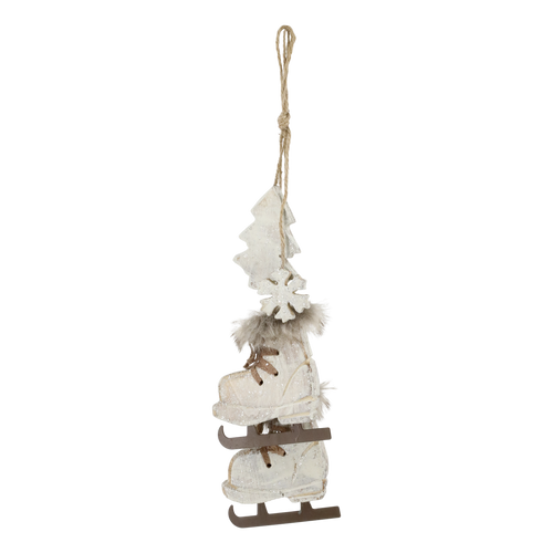 Chic Antique Vintage Schaatsen met Hangers – Antique Cream