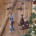 Chic Antique Vintage Schaatsen & Ski's Kersthangers – Set van 2