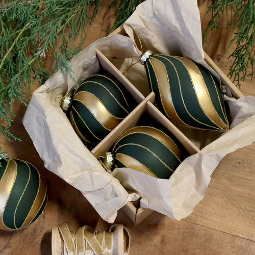 Chic Antique Kerstballen Olive in Geschenkdoos – set van 3