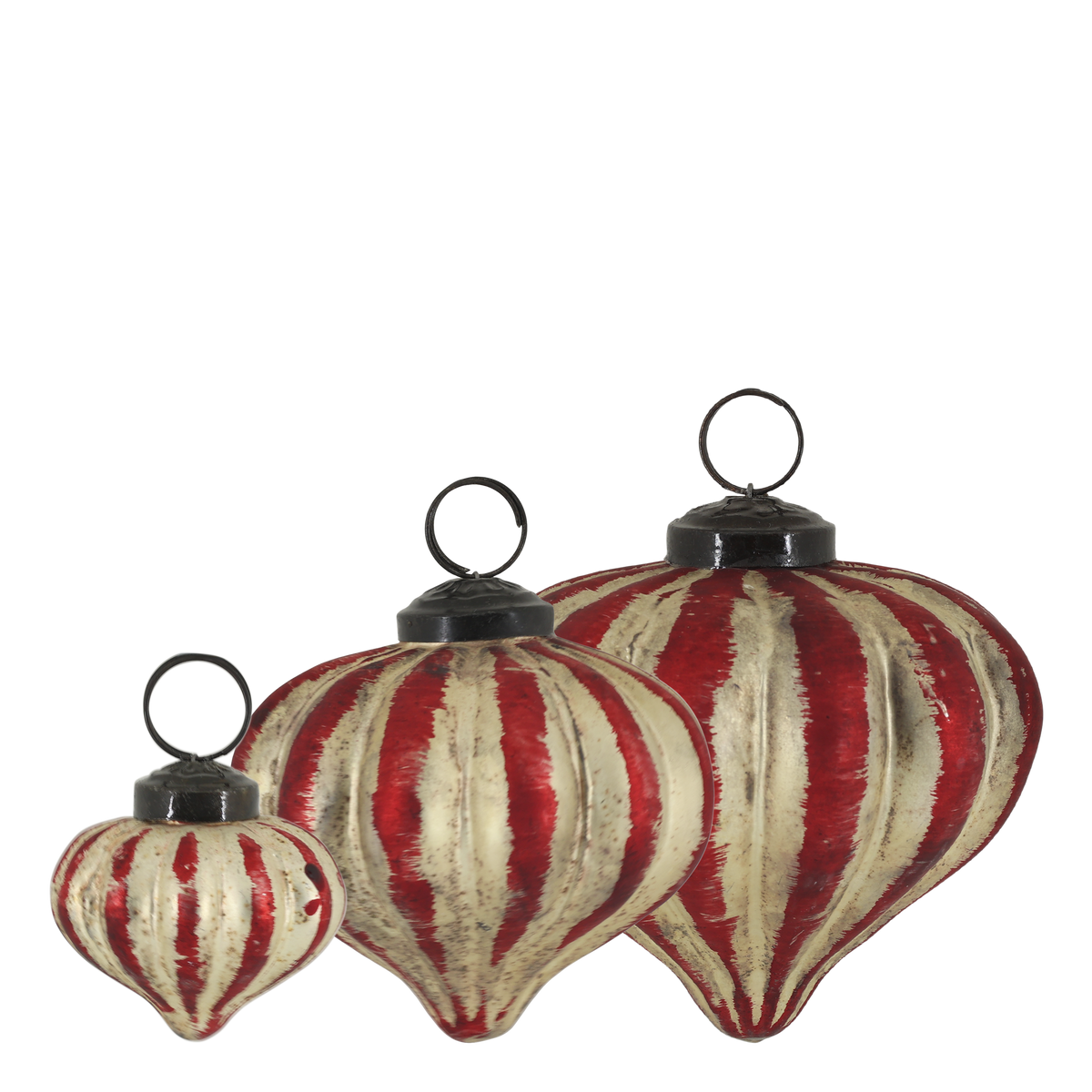 Kerstballen in cherry en champagne van Chic Antique, set van drie in Ø6 en Ø8 cm — afbeelding 2