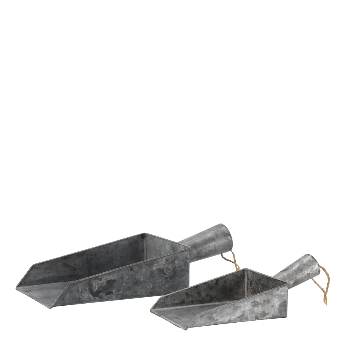 Decoratieve zinken trays met touwgrepen – set van 2