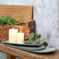 Decoratieplateaus met sierrand – antiek zink – set van 3