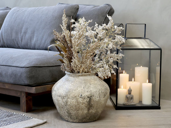 Grote decoratieve pot antiek crème