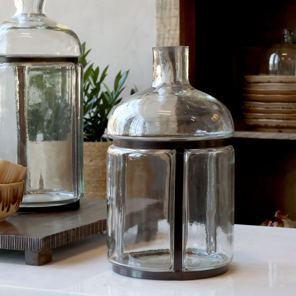 Oude Franse Fles met IJzeren Decoratie 31 cm