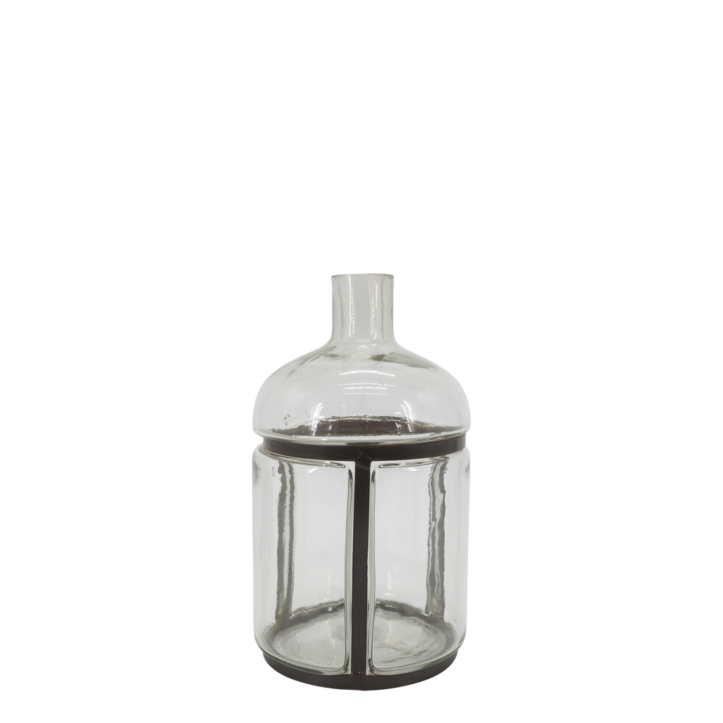 Oude Franse Fles met IJzeren Decoratie 31 cm — afbeelding 2