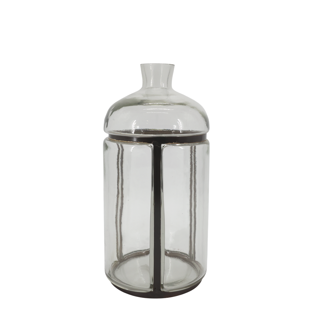 Oude Franse Fles met IJzeren Decoratie 38 cm — afbeelding 2