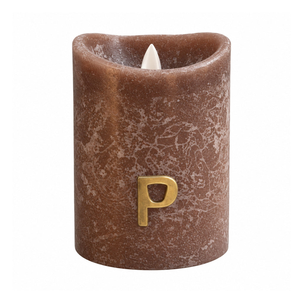 PTMD rustieke LED-kaars bruin Ø 7,5 × 10 cm met bewegende vlam