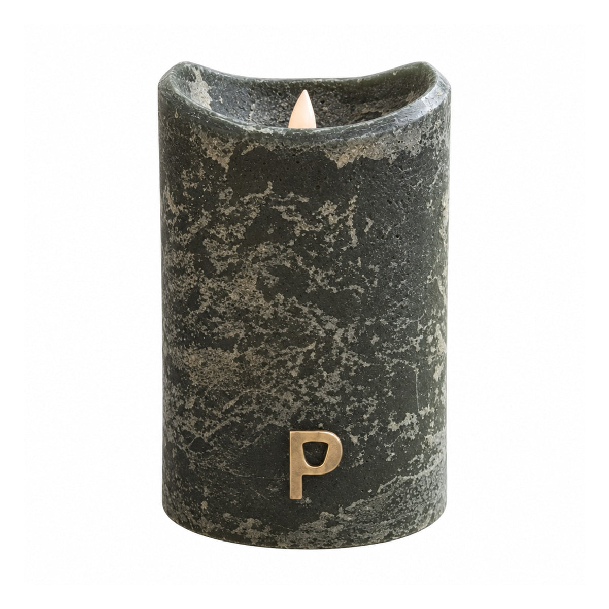 PTMD rustieke LED-kaars donkergroen Ø 10 × 15 cm met bewegende vlam