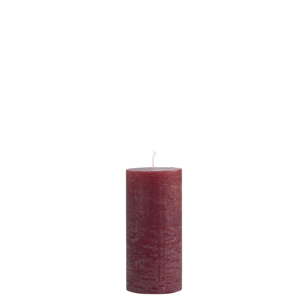 Macon rustieke stompkaars – donkerrood – 15 cm
