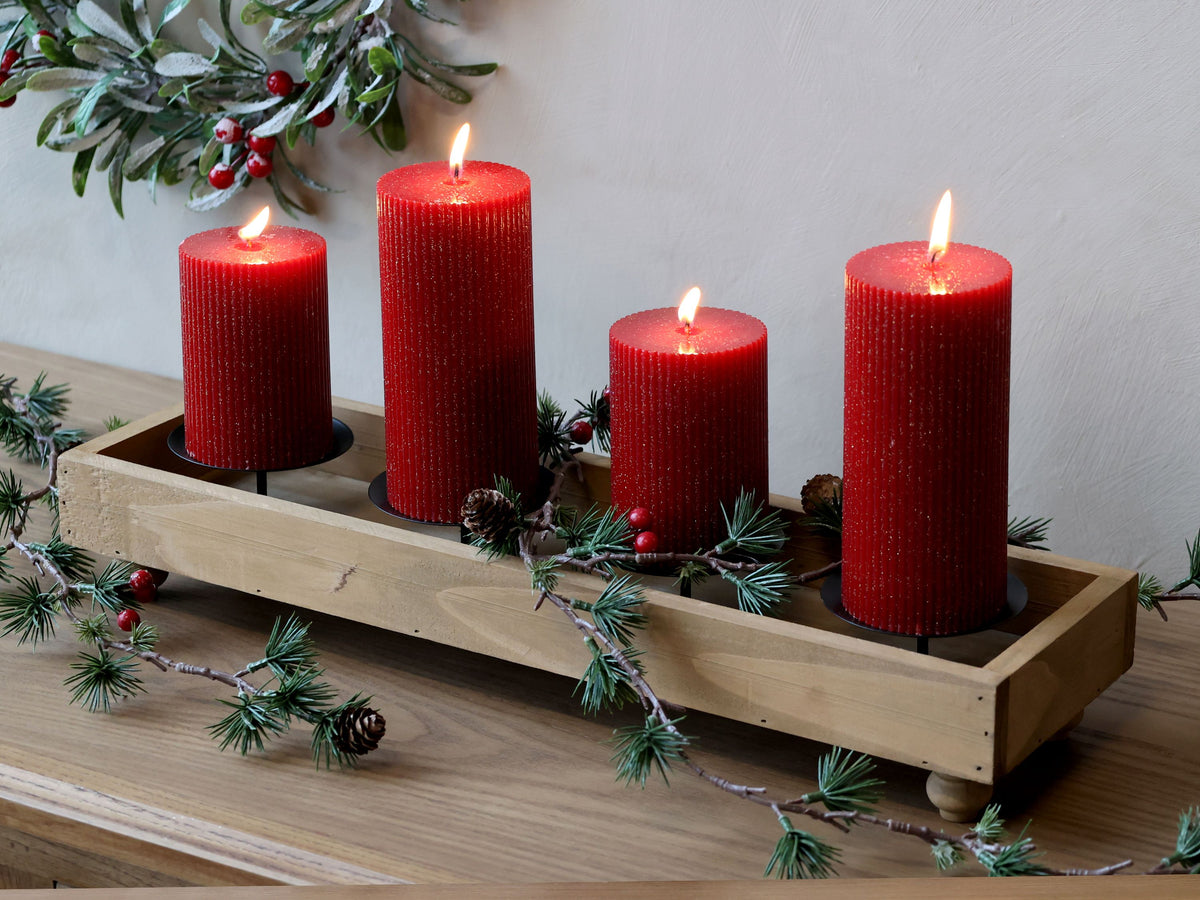 Houten kaarsenhouder voor 4 Macon stompkaarsen – naturel – 49 cm