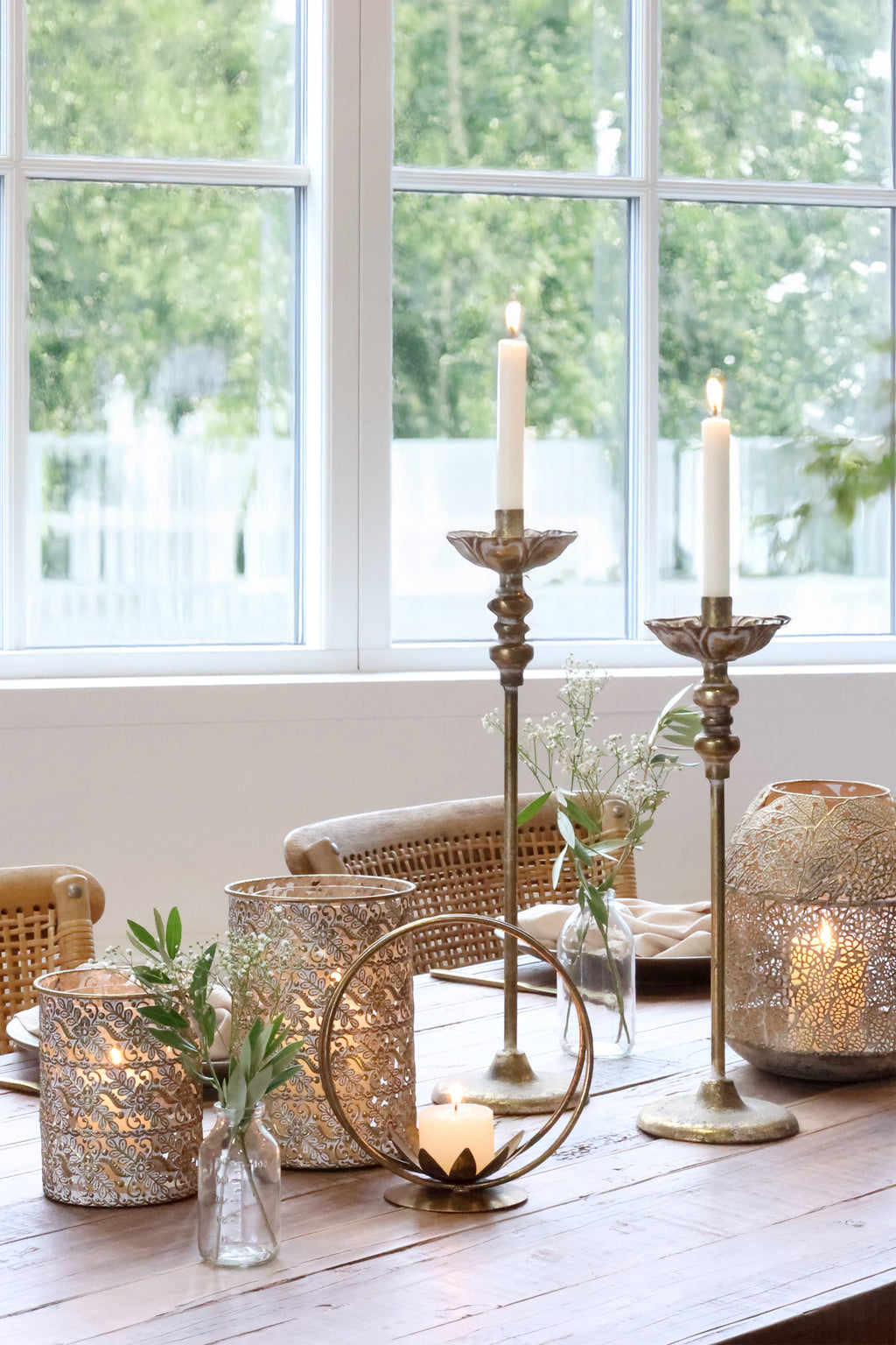 Vire Windlicht met Patroon – Antiek Messing — afbeelding 2