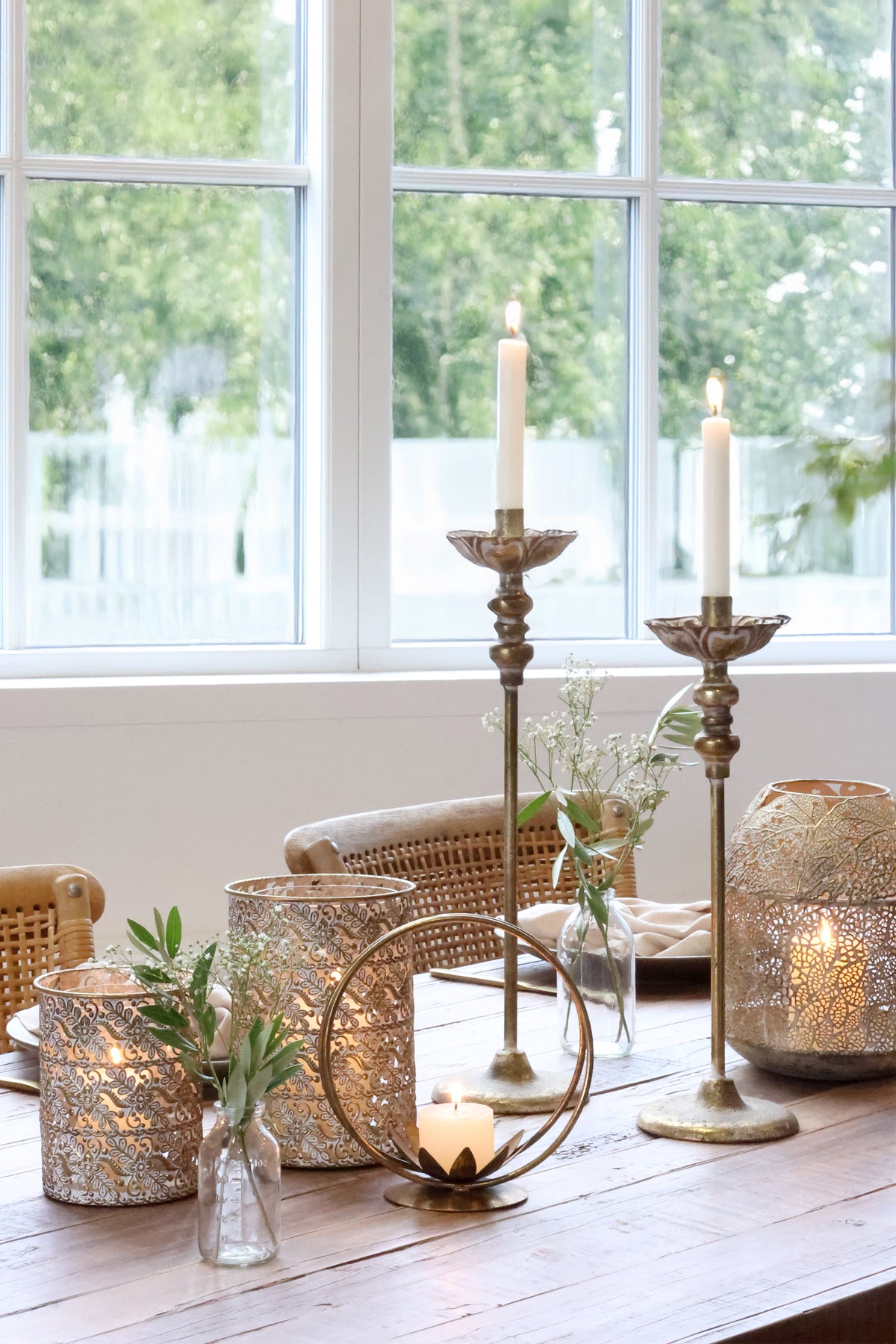 Vire Windlicht met Patroon – Antiek Messing — afbeelding 2