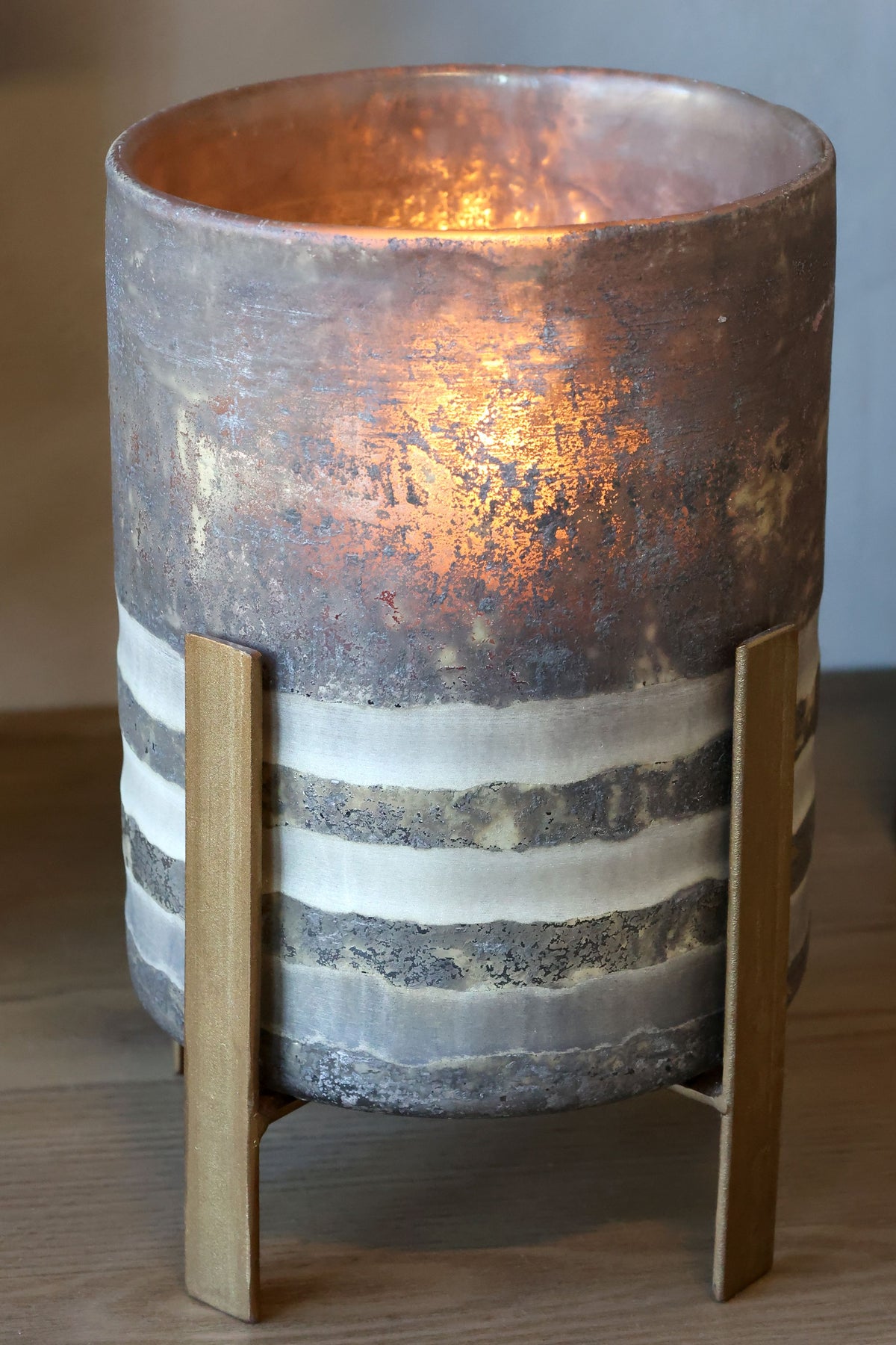 Windlicht op Voet – Antique Coffee 24 cm — afbeelding 4