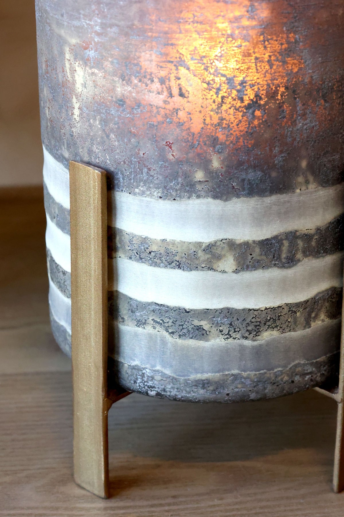 Windlicht op Voet – Antique Coffee 24 cm — afbeelding 3