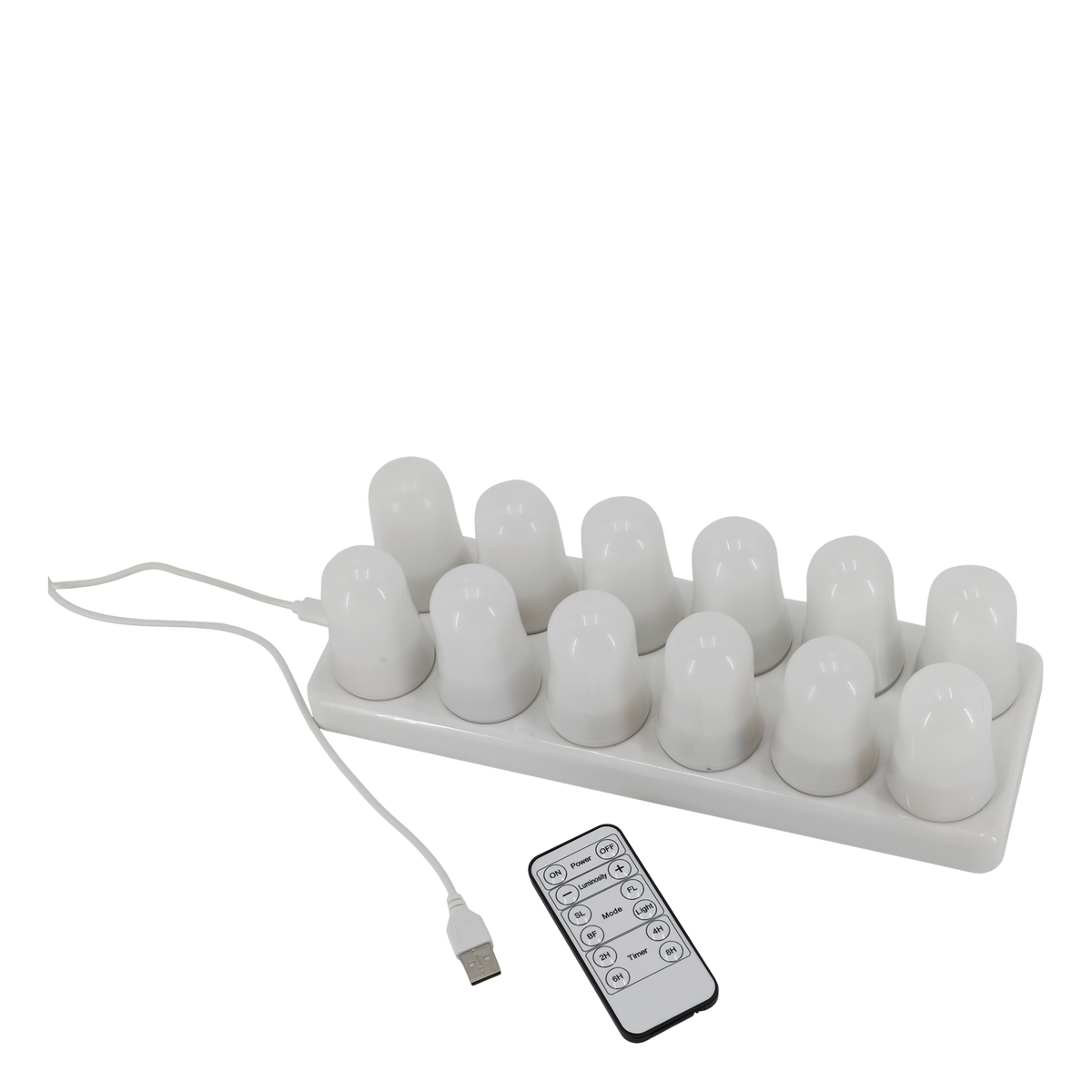 Oplaadbare LED theelichtjes wit – set van 12