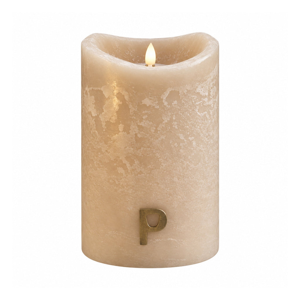 PTMD rustieke LED-kaars beige Ø 10 × 15 cm met bewegende vlam