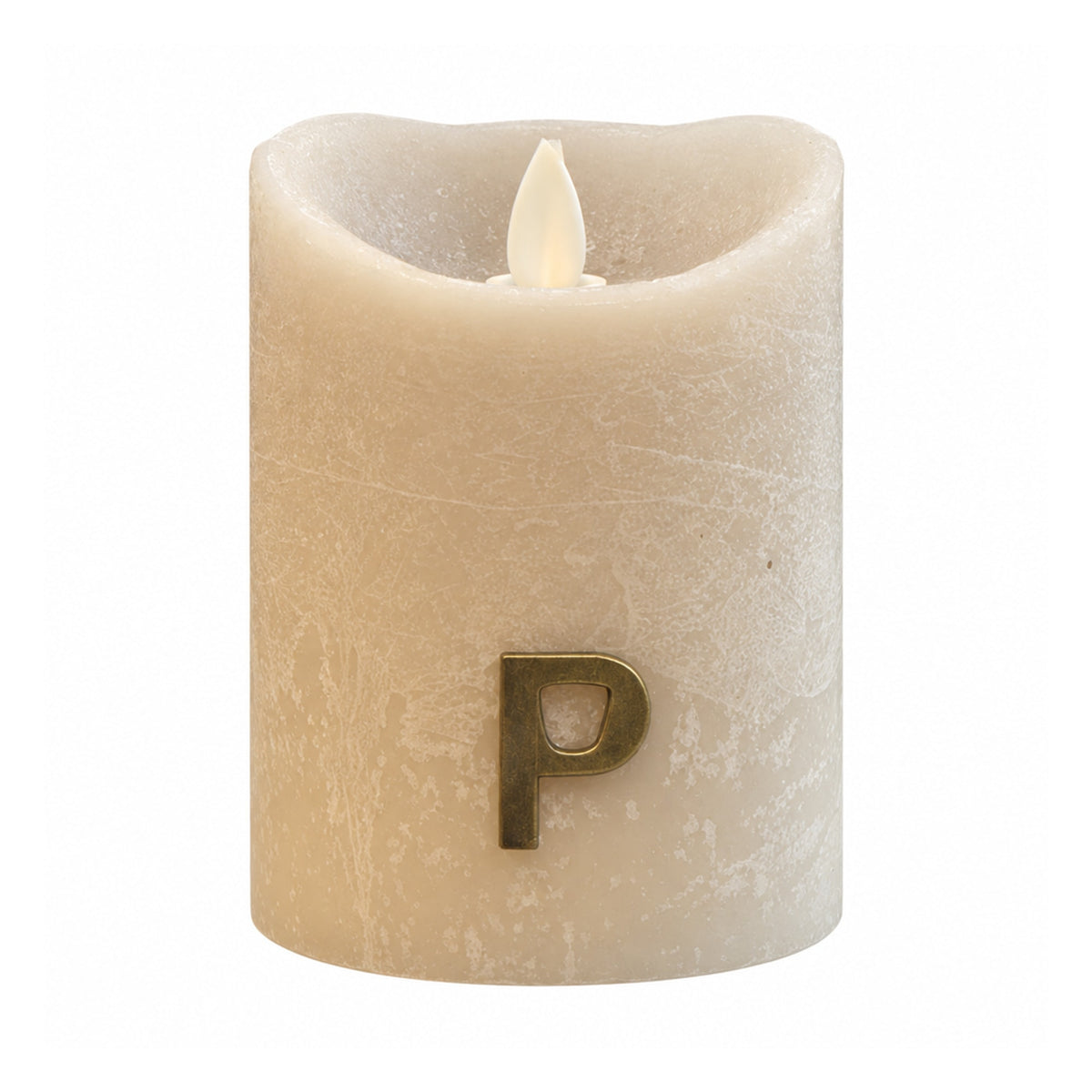PTMD rustieke LED-kaars beige Ø 7,5 × 10 cm met bewegende vlam