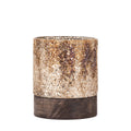 PTMD Lucell Mozaïek Windlicht met Houten Voet – Brons 15 cm