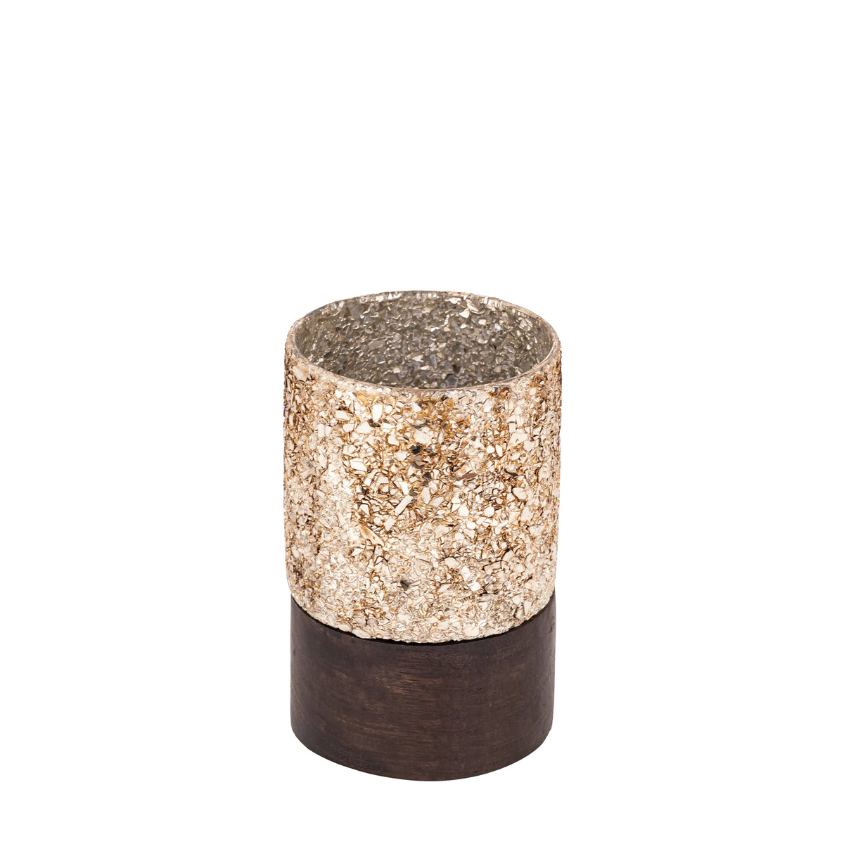 PTMD Lucell Mozaïek Windlicht met Houten Voet – Brons 12 cm – foto 2