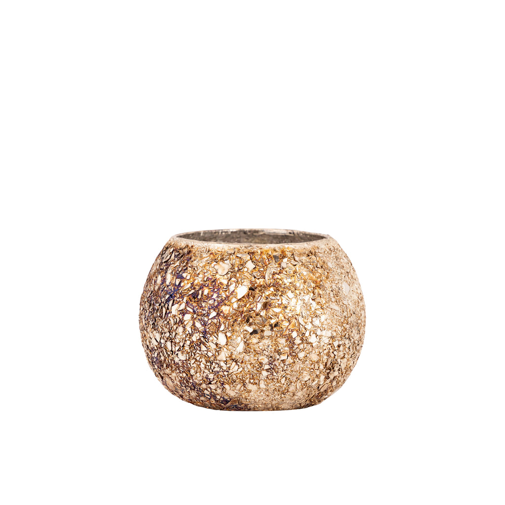 PTMD Lucell Ronde Mozaïek Theelichthouder – Brons 11 cm
