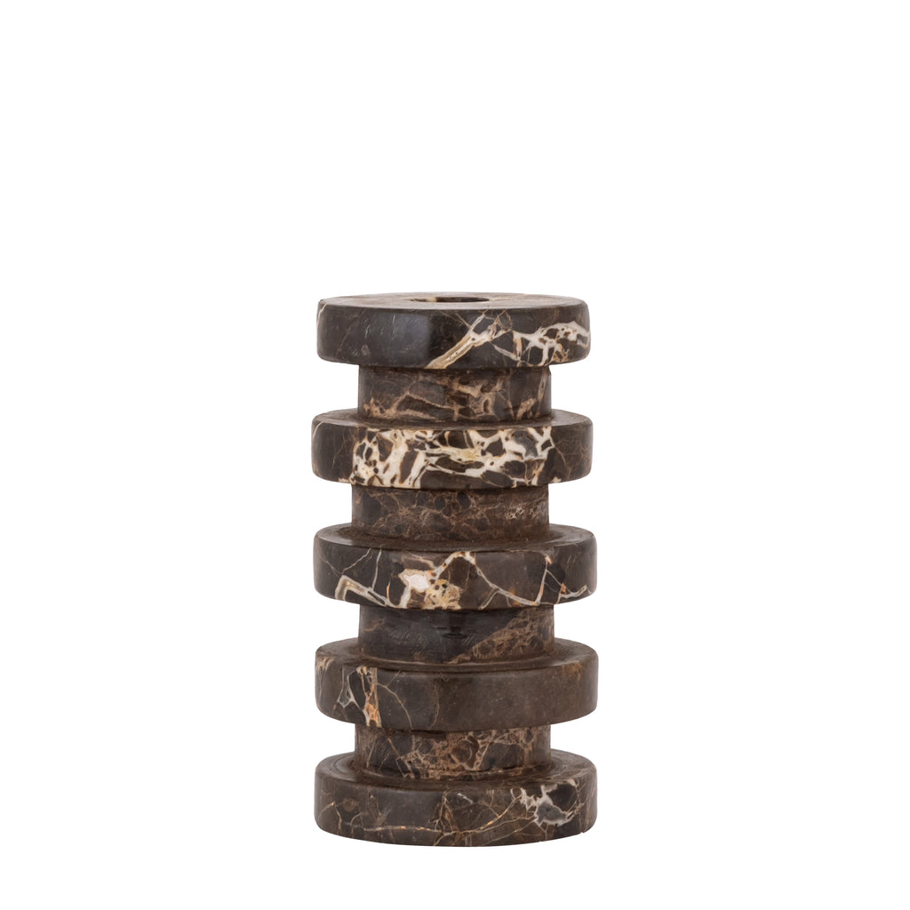 PTMD Eris marmeren kandelaar Dark Brown S 12 cm