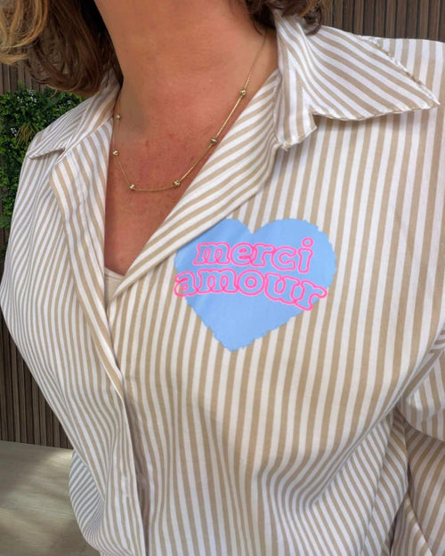 Blouse Merci Amour Beige Wit - Velvory Fashion & Living