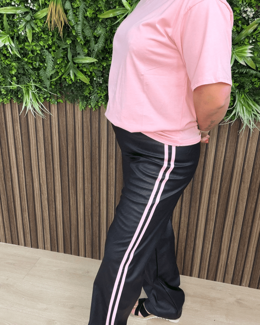 Coated Broek Met Bies Zwart - Velvory Fashion & Living