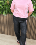 Coated Broek Met Bies Zwart - Velvory Fashion & Living