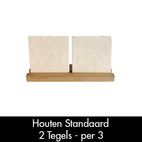 Houten tegelstandaard voor 2 keramische tegels van 10 × 10 cm