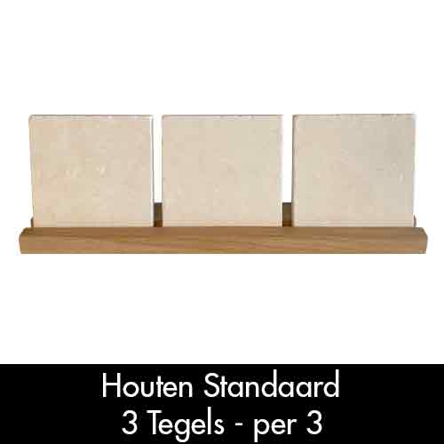 Houten tegelstandaard voor 3 keramische tegels van 10 × 10 cm