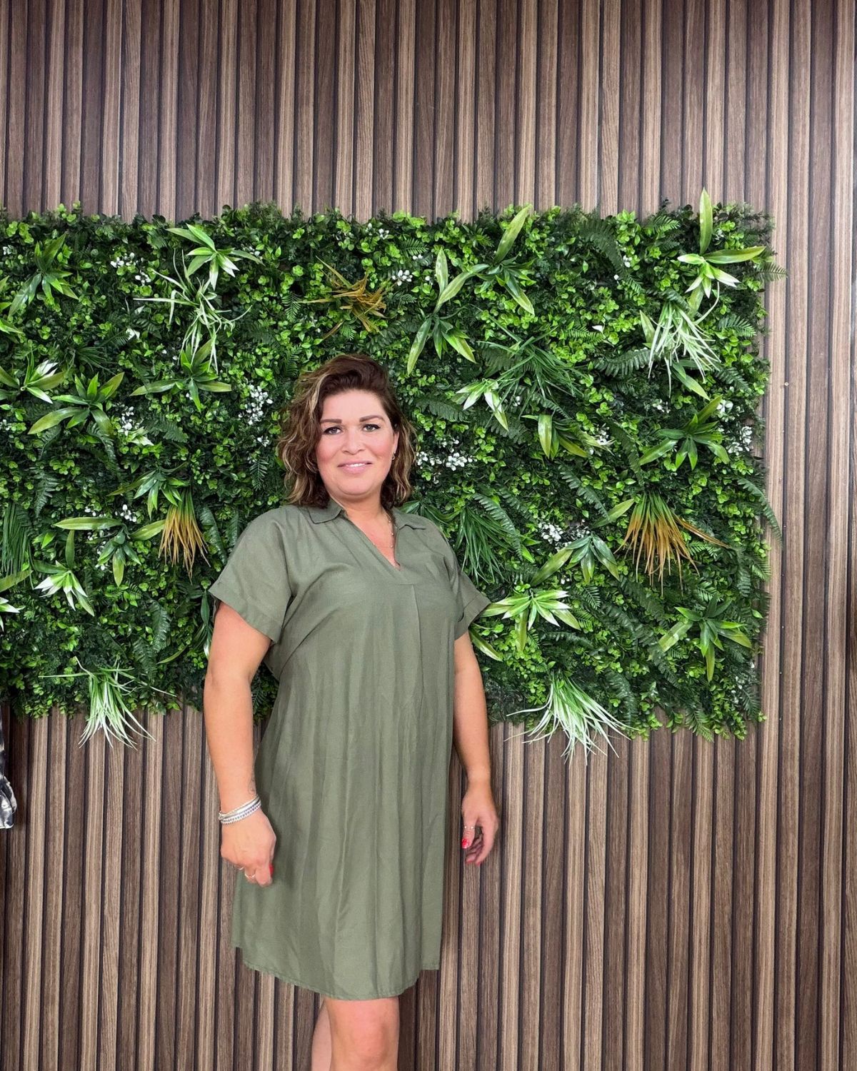 Jurk Army Groen Met Ceintuur - Velvory Fashion & Living