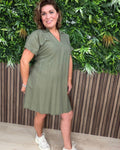 Jurk Army Groen Met Ceintuur - Velvory Fashion & Living