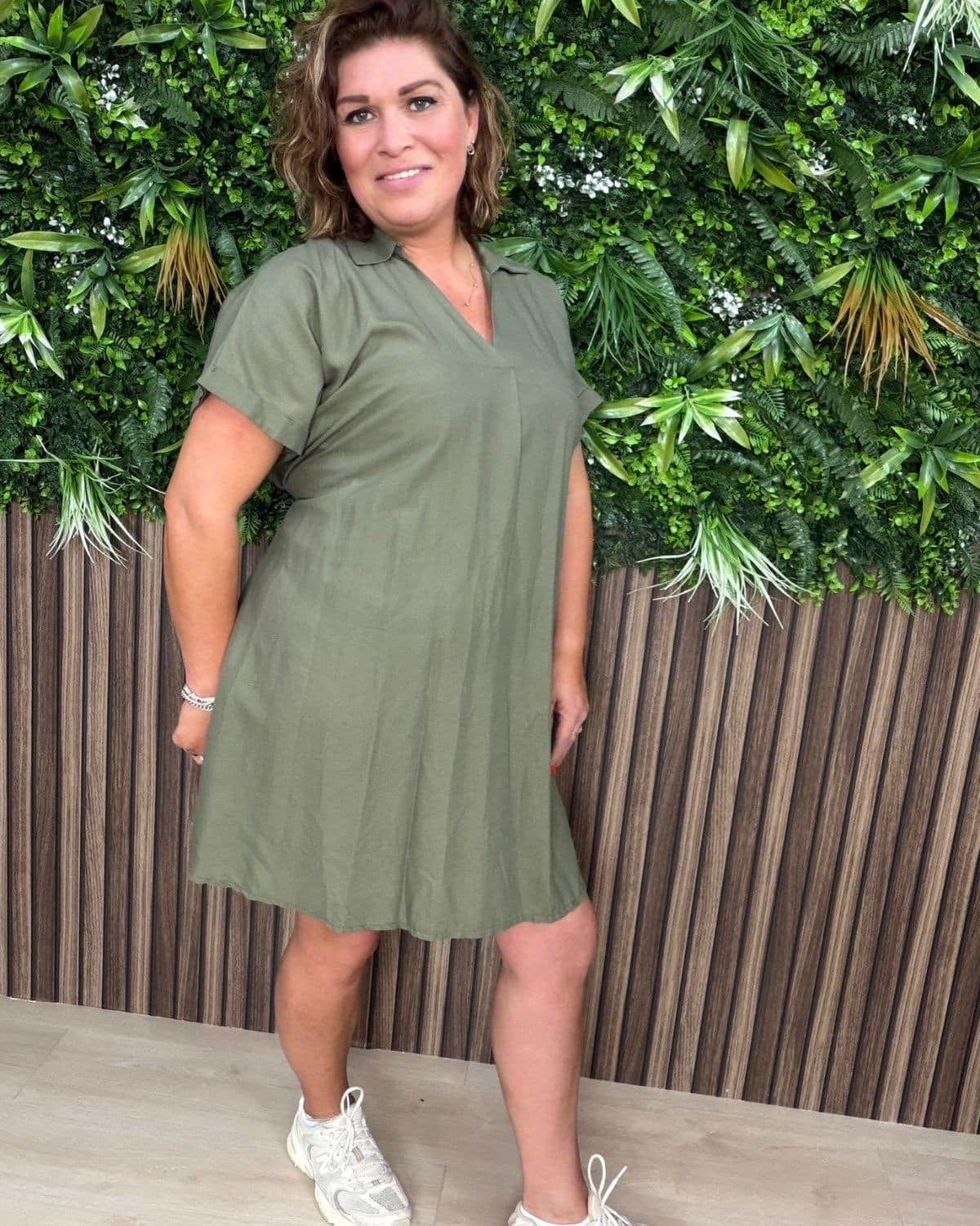 Jurk Army Groen Met Ceintuur - Velvory Fashion & Living