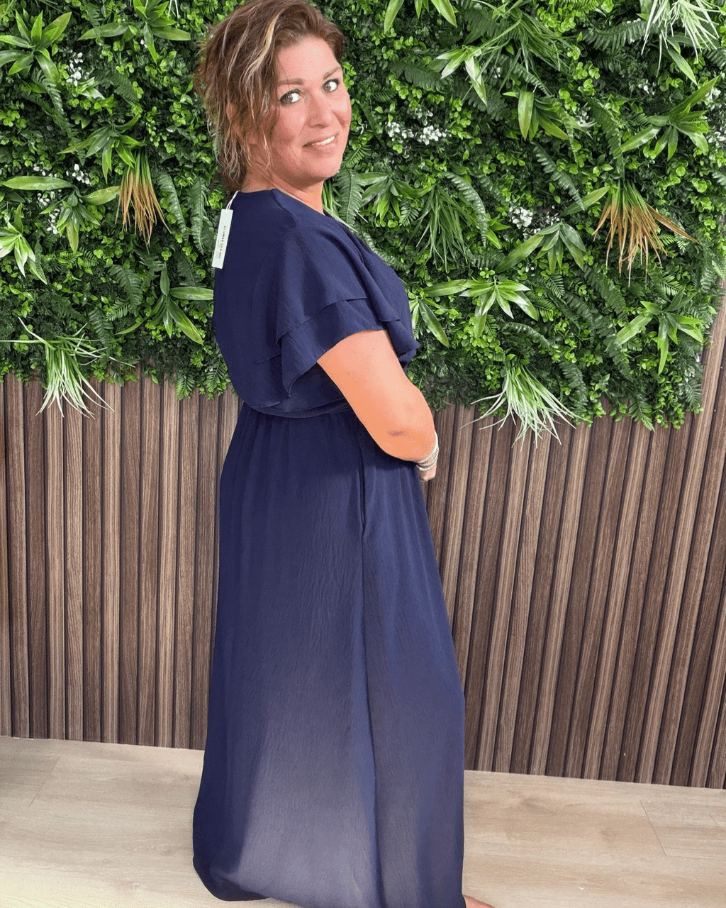 Lange Jurk met Roeselmouw en Ceintuur - Velvory Fashion & Living