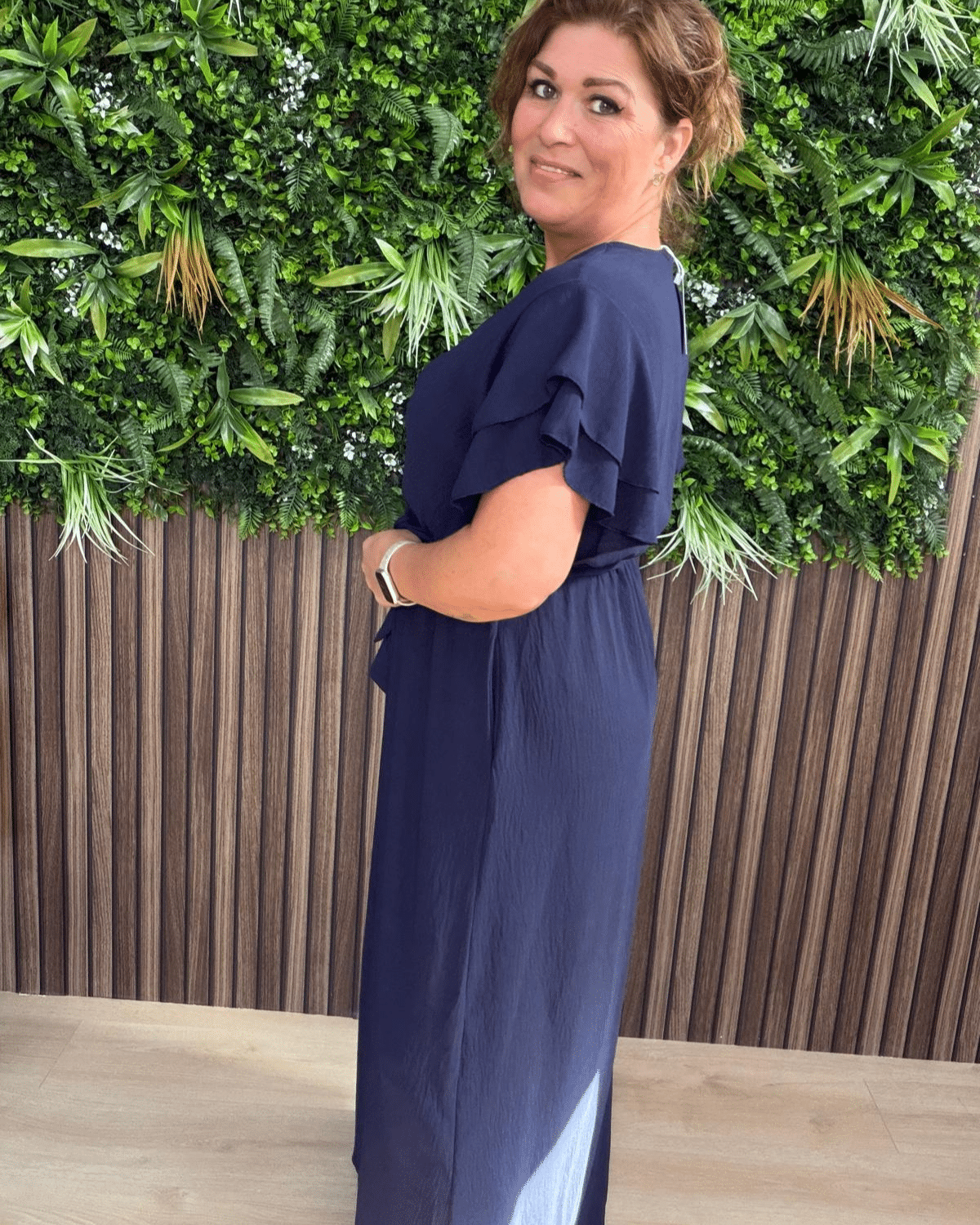 Lange Jurk met Roeselmouw en Ceintuur - Velvory Fashion & Living