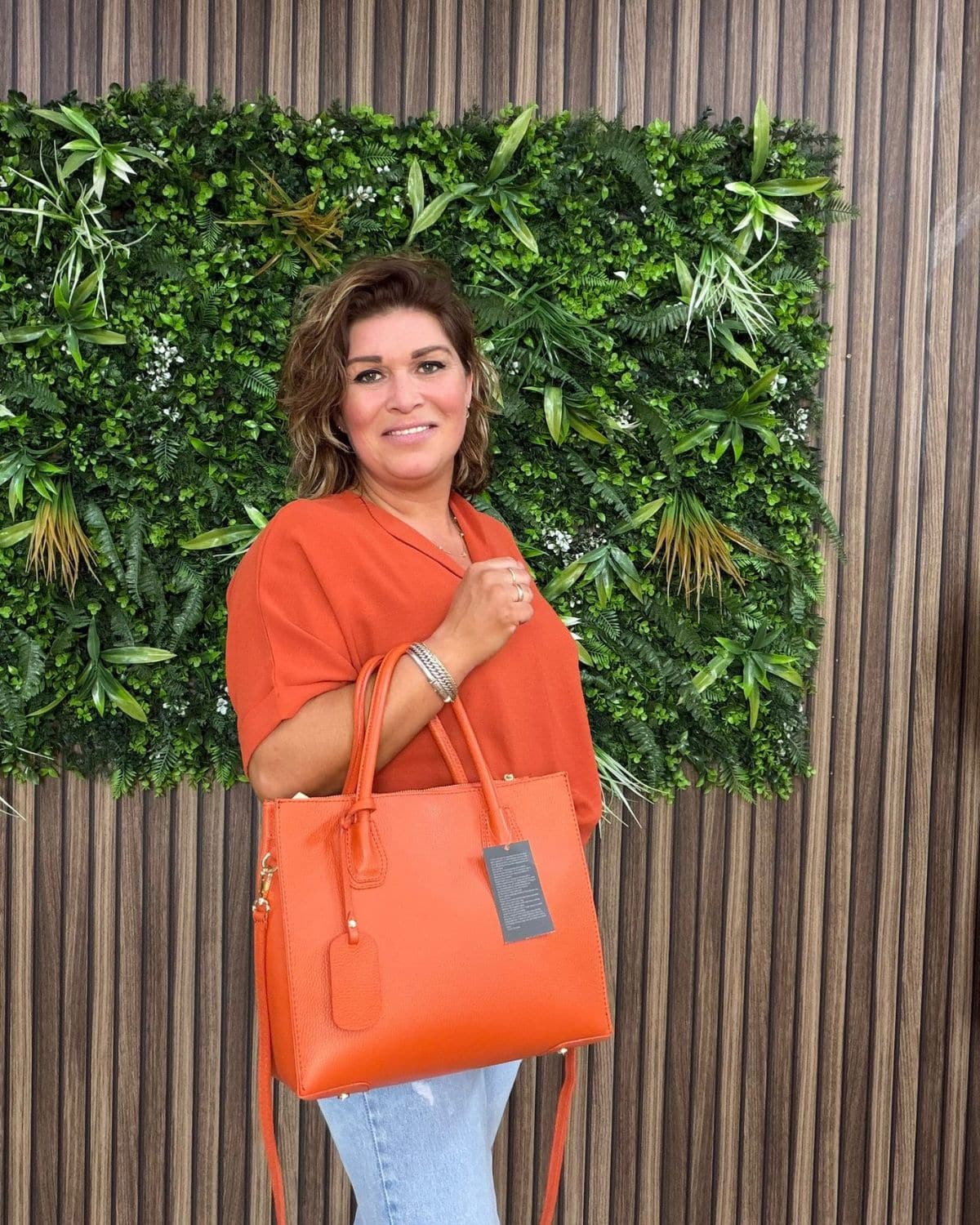 Lederen Schoudertas Oranje - Velvory Fashion & Living