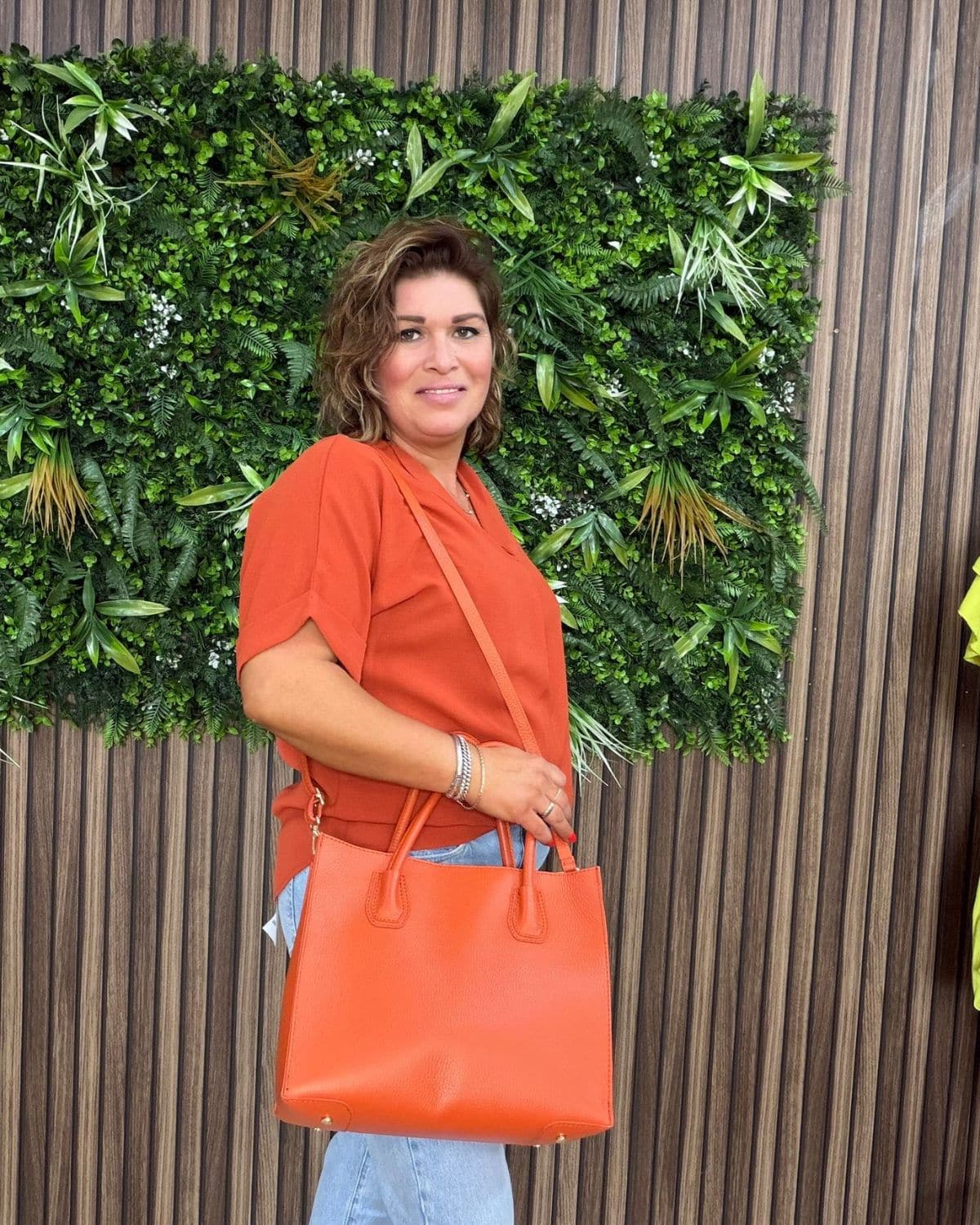 Lederen Schoudertas Oranje - Velvory Fashion & Living