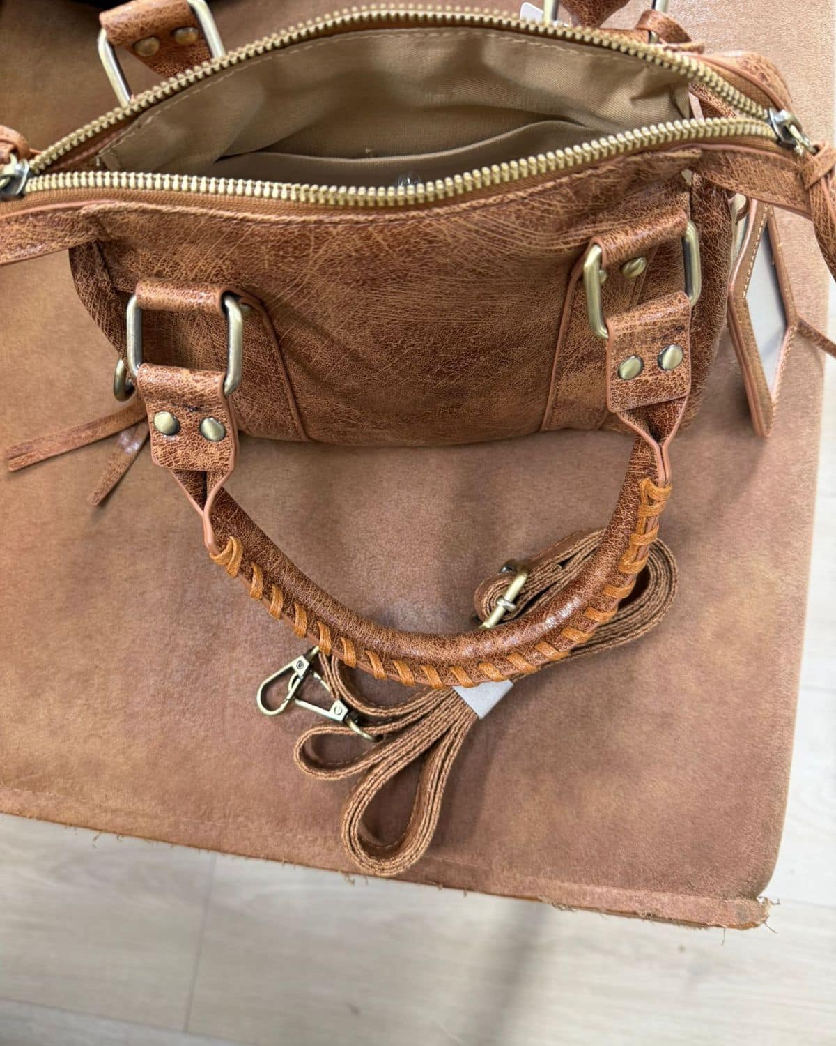 Lederlook Handtasje Cognac Bruin - Velvory Fashion & Living