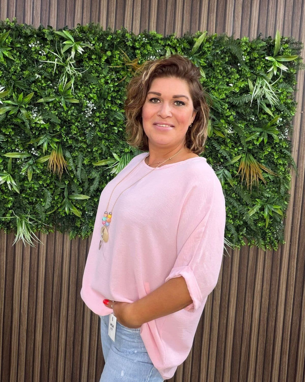 Oversized Shirt Plus Size Roze Met Ketting - Velvory Fashion & Living