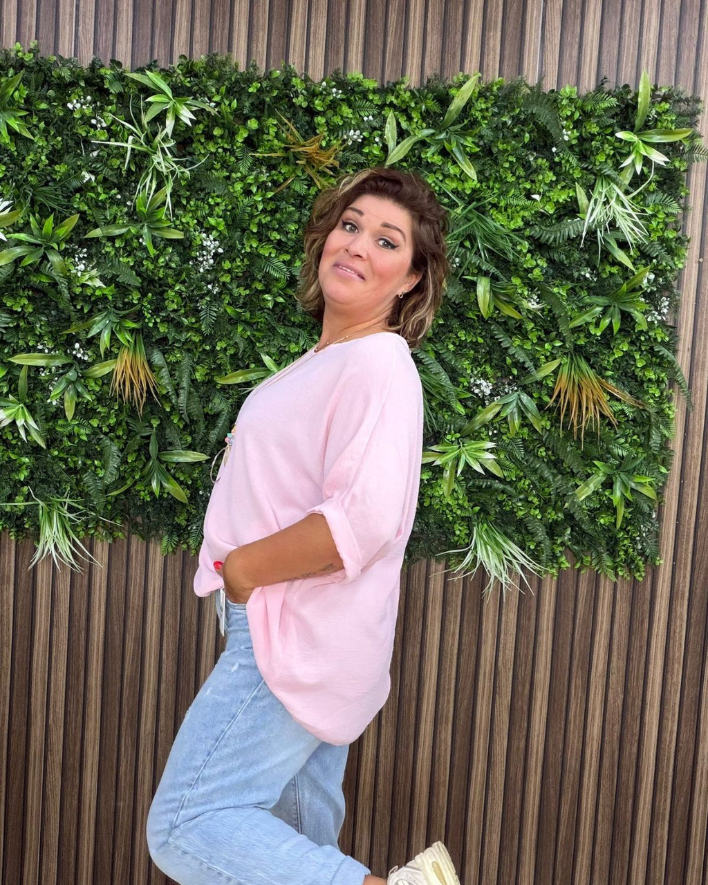 Oversized Shirt Plus Size Roze Met Ketting - Velvory Fashion & Living
